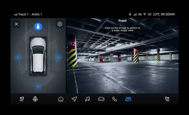 MG4 EV 360-Grad-Kamera mit dynamischen Führungslinien